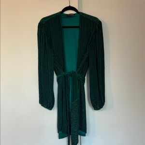 retrofete Green Beaded Long Sleeve Mini Dress